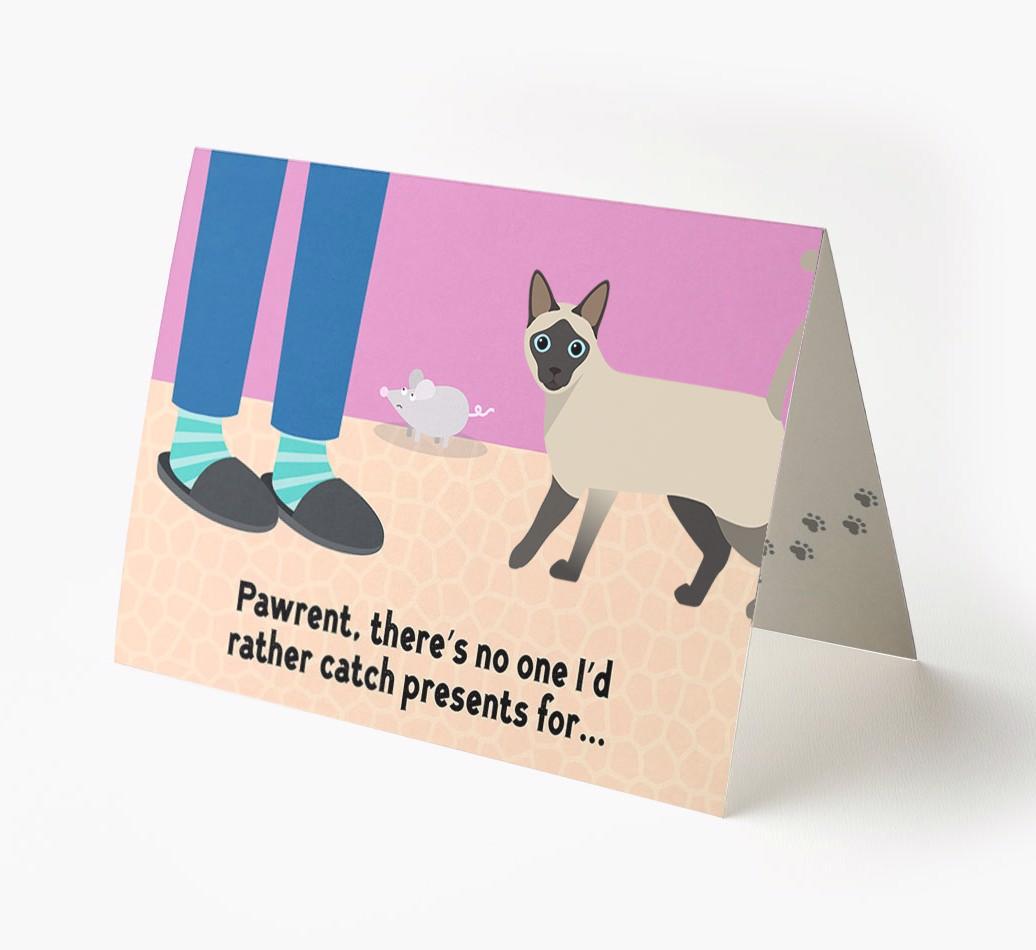 'Pawrent, There’s No One I’d  Rather Catch Presents For' - Personalized {breedFullName} Card