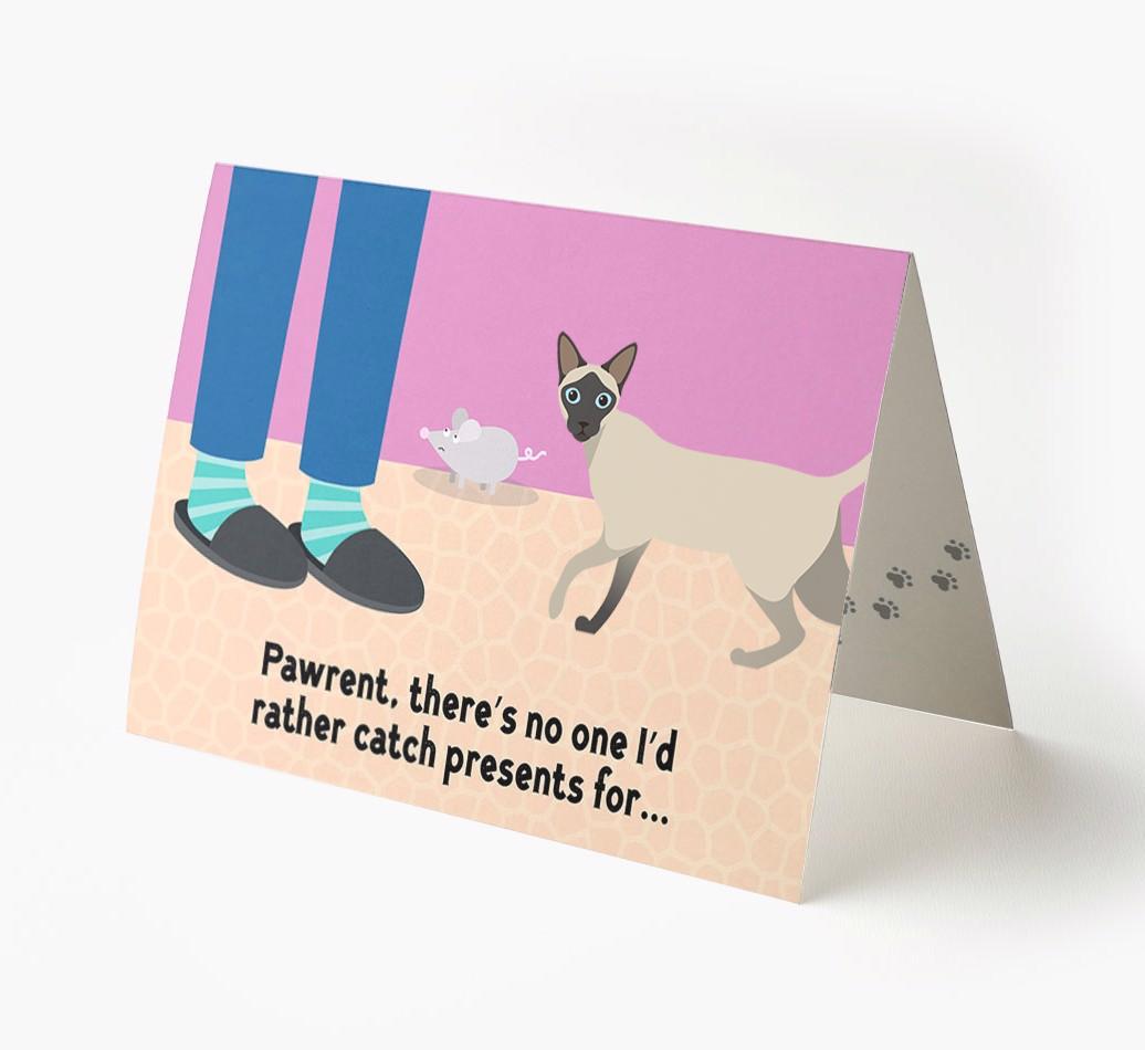 'Pawrent, There’s No One I’d  Rather Catch Presents For' - Personalized {breedFullName} Card