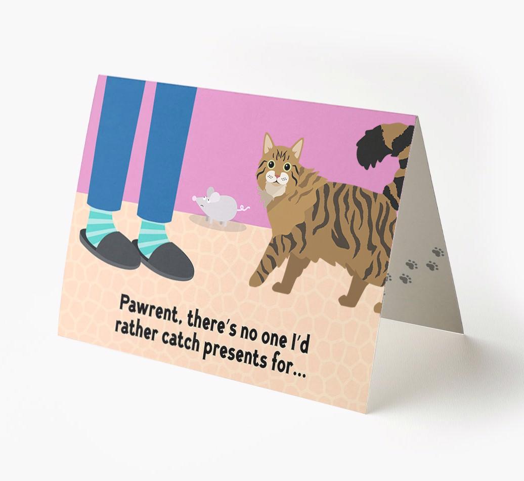 'Pawrent, There’s No One I’d  Rather Catch Presents For' - Personalized {breedFullName} Card