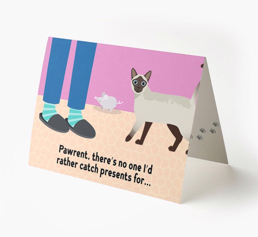 'Pawrent, There’s No One I’d  Rather Catch Presents For' - Personalized {breedFullName} Card