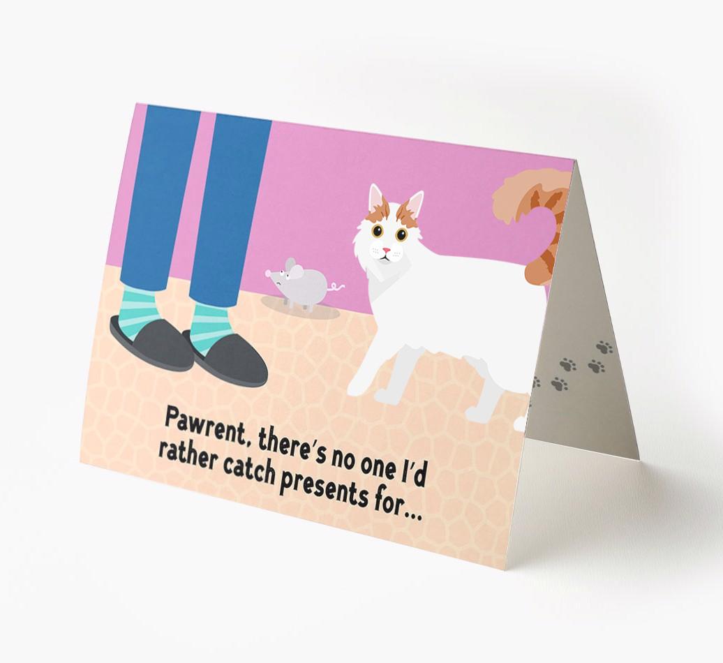 'Pawrent, There’s No One I’d  Rather Catch Presents For' - Personalized {breedFullName} Card