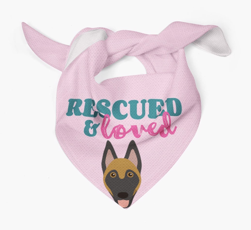 'Rescued and Loved' - Personalised {breedFullName} Bandana