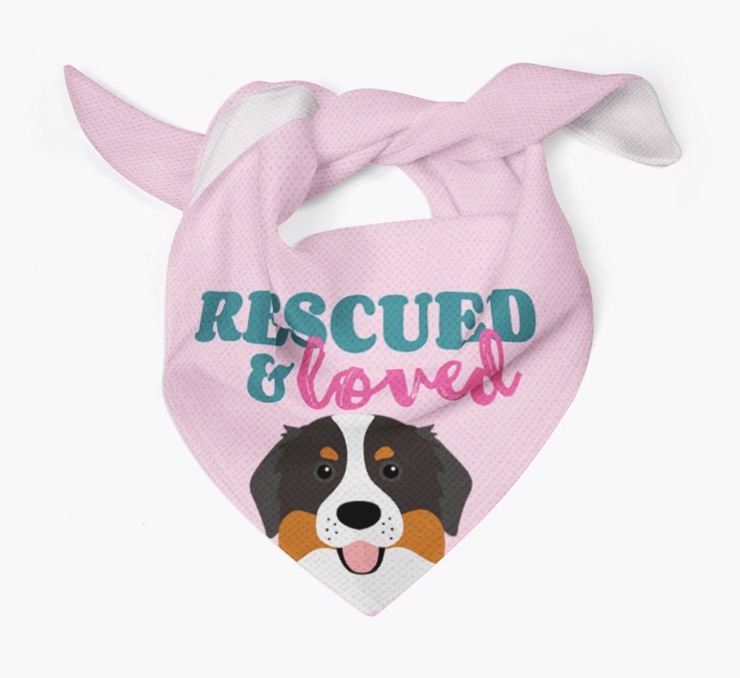 'Rescued and Loved' - Personalised {breedFullName} Bandana