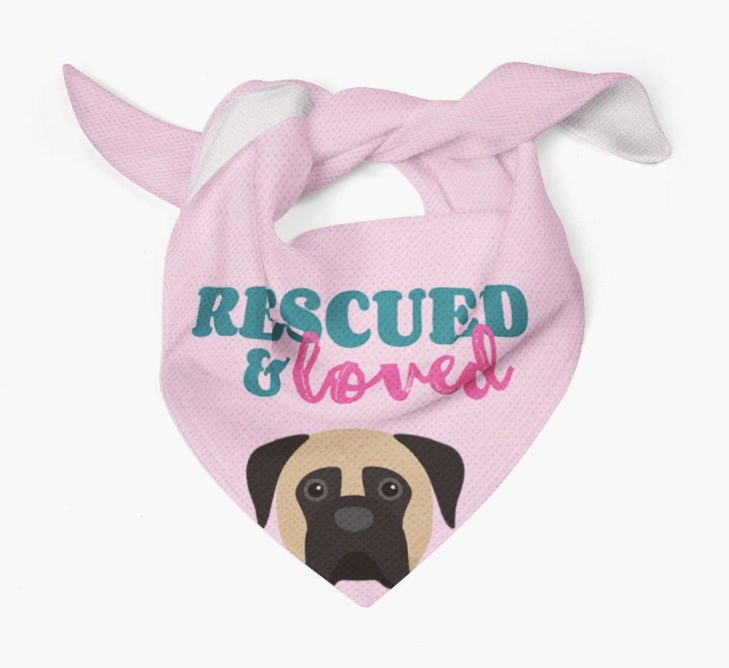 'Rescued and Loved' - Personalised {breedFullName} Bandana