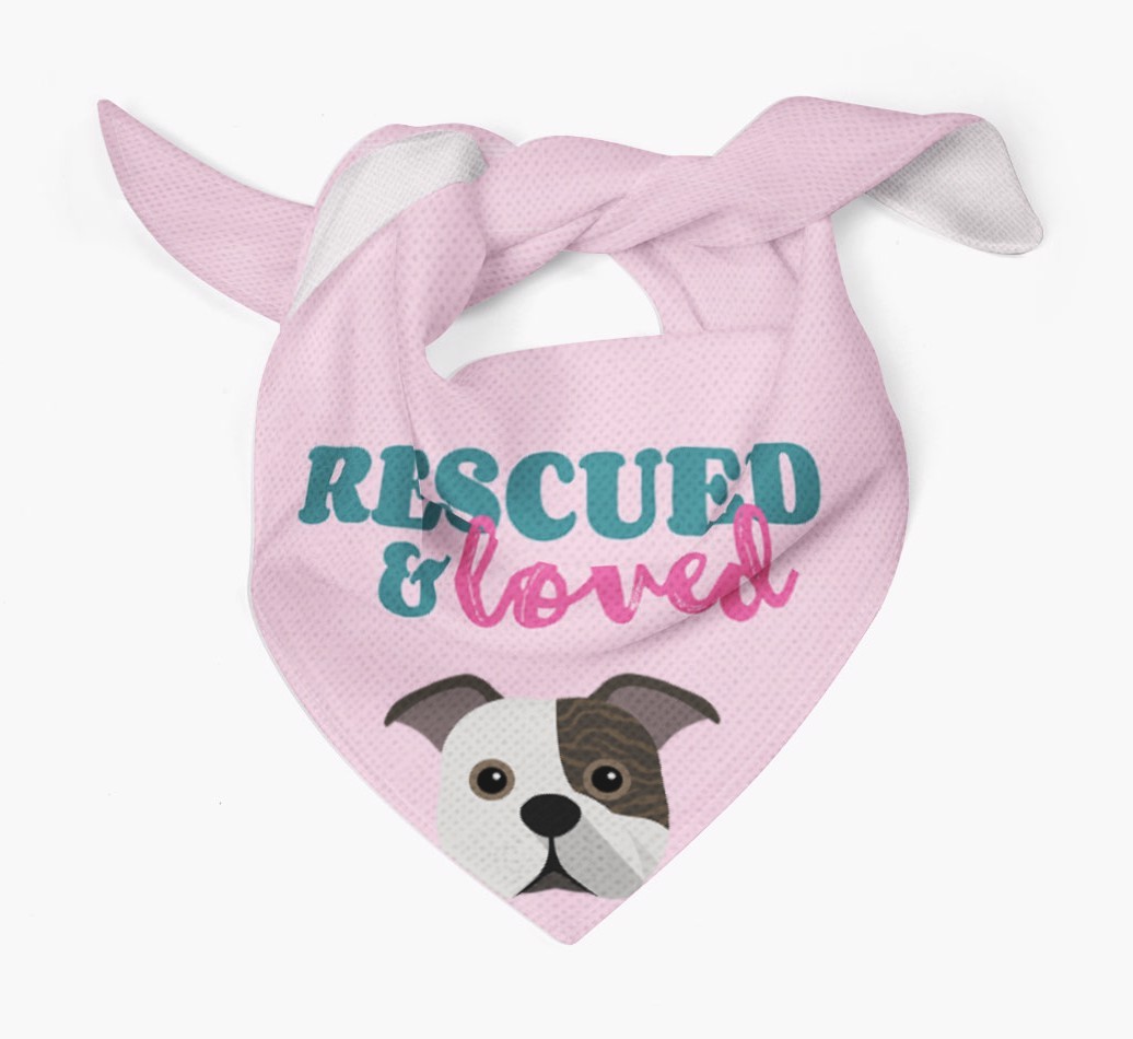 'Rescued and Loved' - Personalised {breedFullName} Bandana