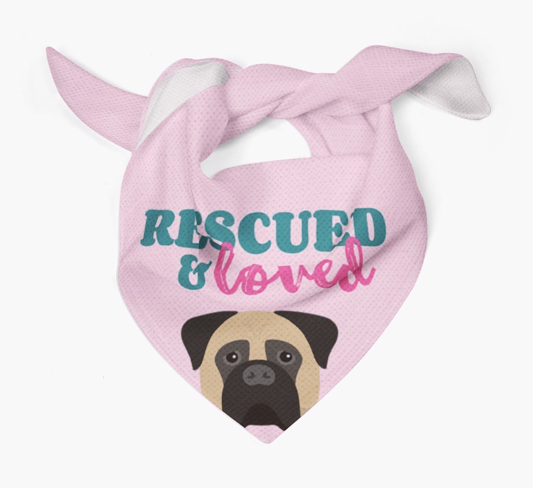 'Rescued and Loved' - Personalised {breedFullName} Bandana