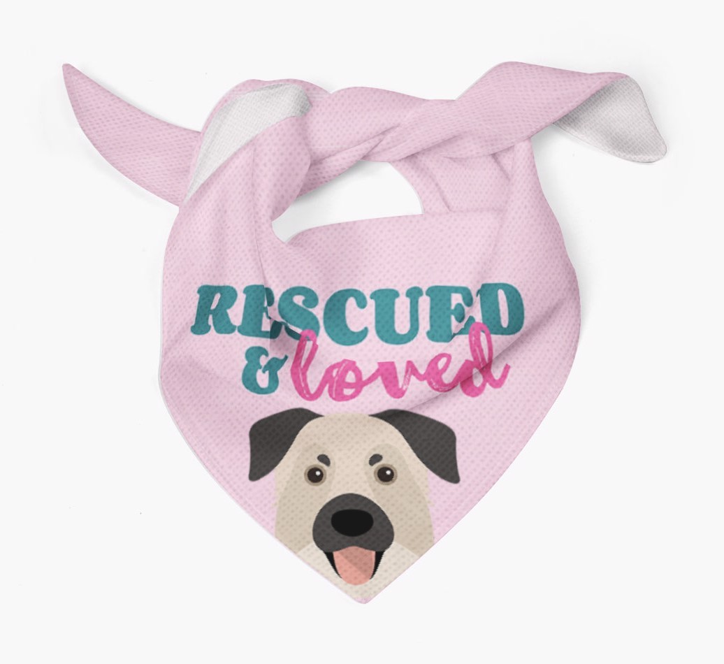 'Rescued and Loved' - Personalised {breedFullName} Bandana