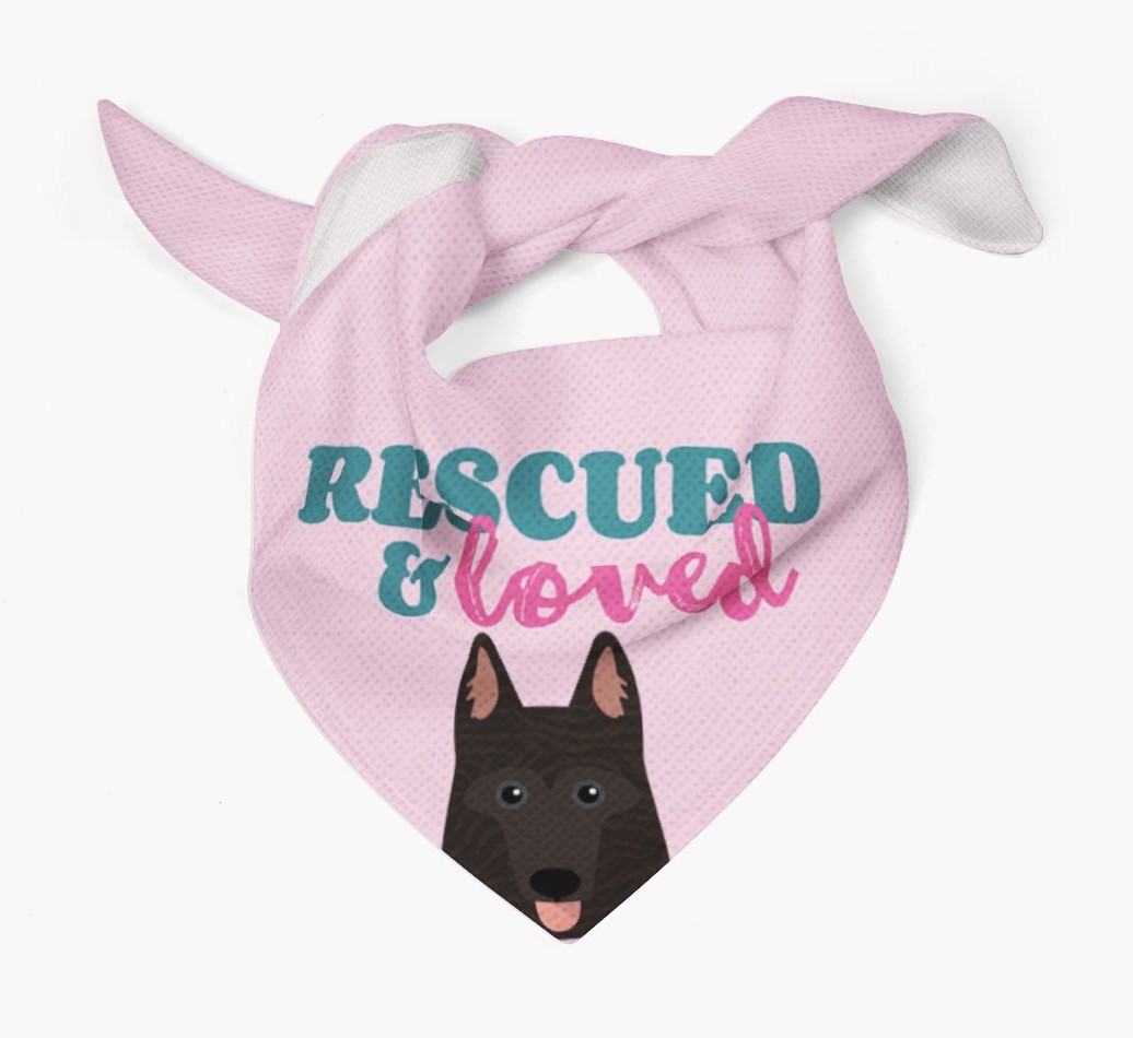 'Rescued and Loved' - Personalised {breedFullName} Bandana