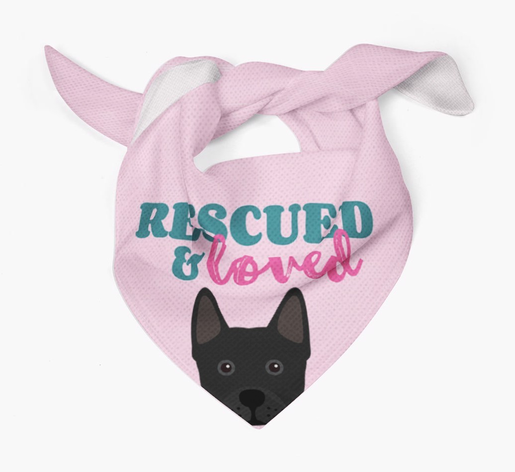 'Rescued and Loved' - Personalised {breedFullName} Bandana