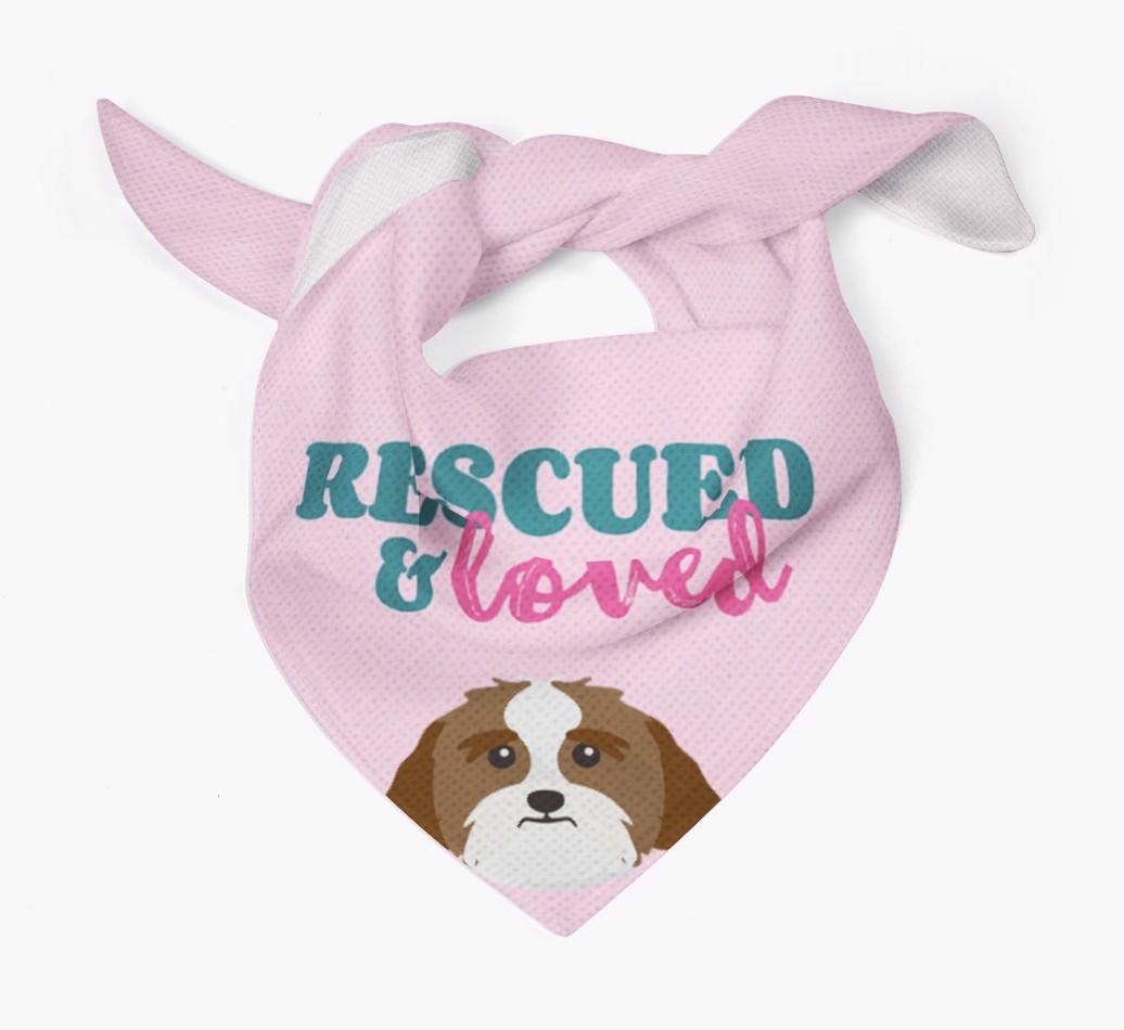 'Rescued and Loved' - Personalised {breedFullName} Bandana