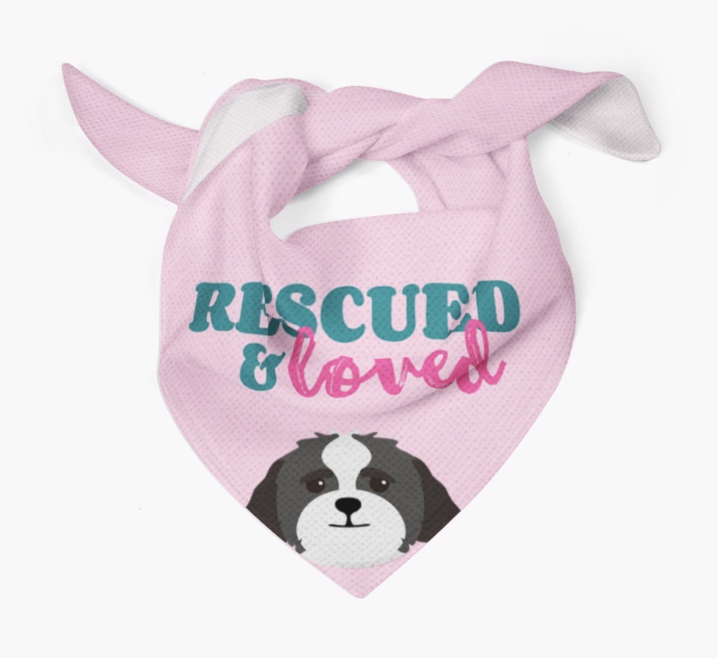 'Rescued and Loved' - Personalised {breedFullName} Bandana