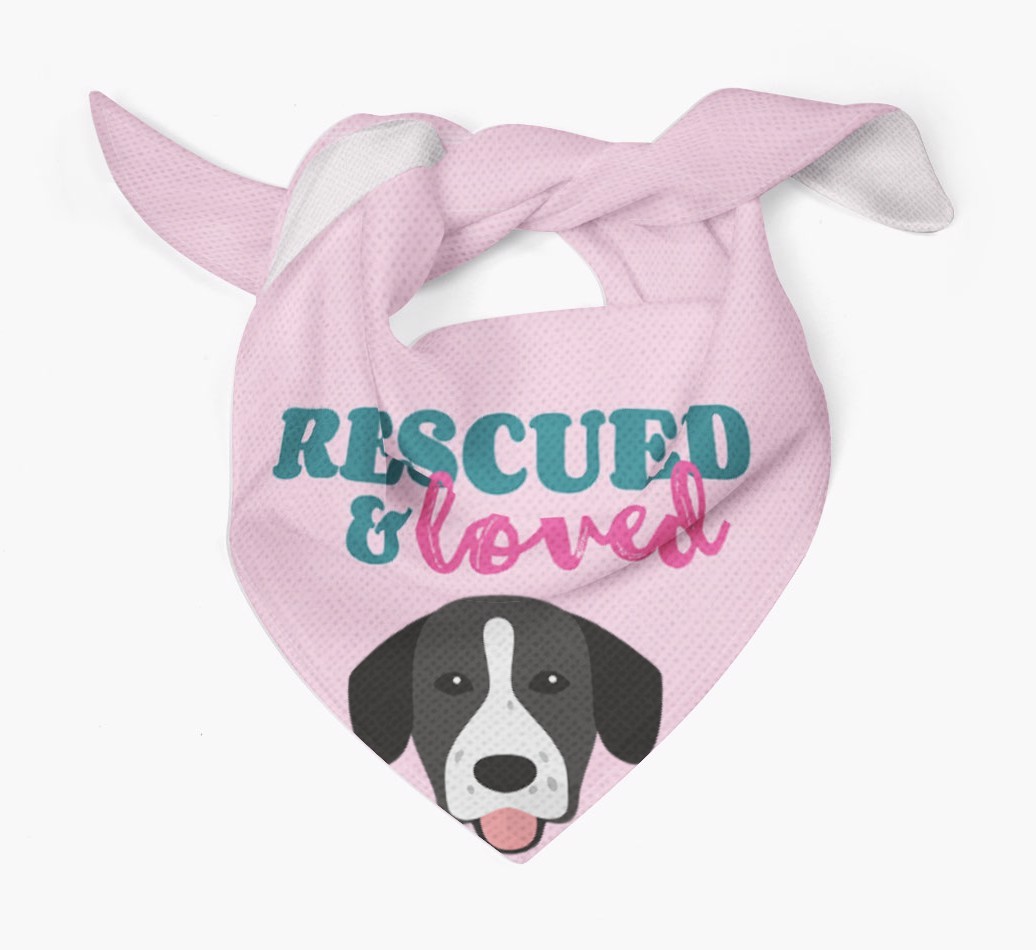 'Rescued and Loved' - Personalised {breedFullName} Bandana