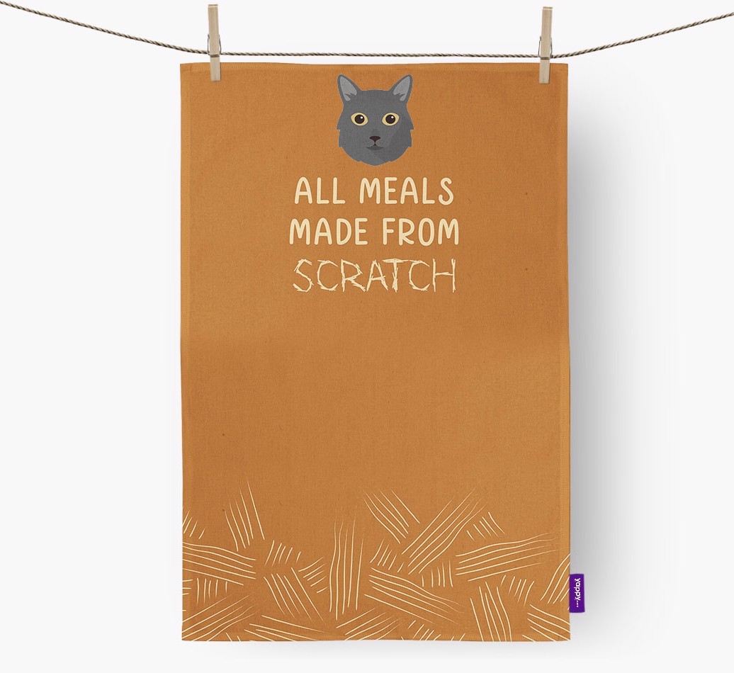 'Made From Scratch' - Personalised {breedCommonName} Tea Towel