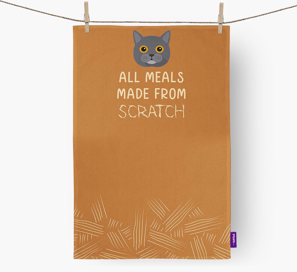 'Made From Scratch' - Personalised {breedCommonName} Tea Towel