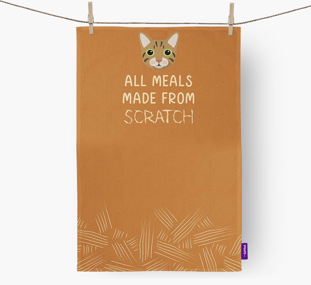'Made From Scratch' - Personalised {breedCommonName} Tea Towel