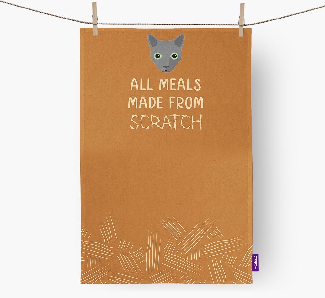 'Made From Scratch' - Personalised {breedCommonName} Tea Towel