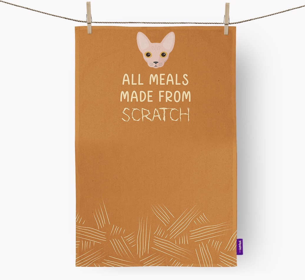 'Made From Scratch' - Personalised {breedCommonName} Tea Towel