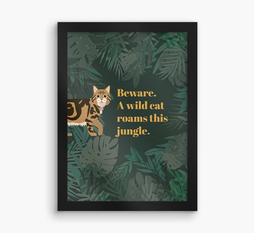 'Wild Cat' - Personalised {breedCommonName} Framed Print
