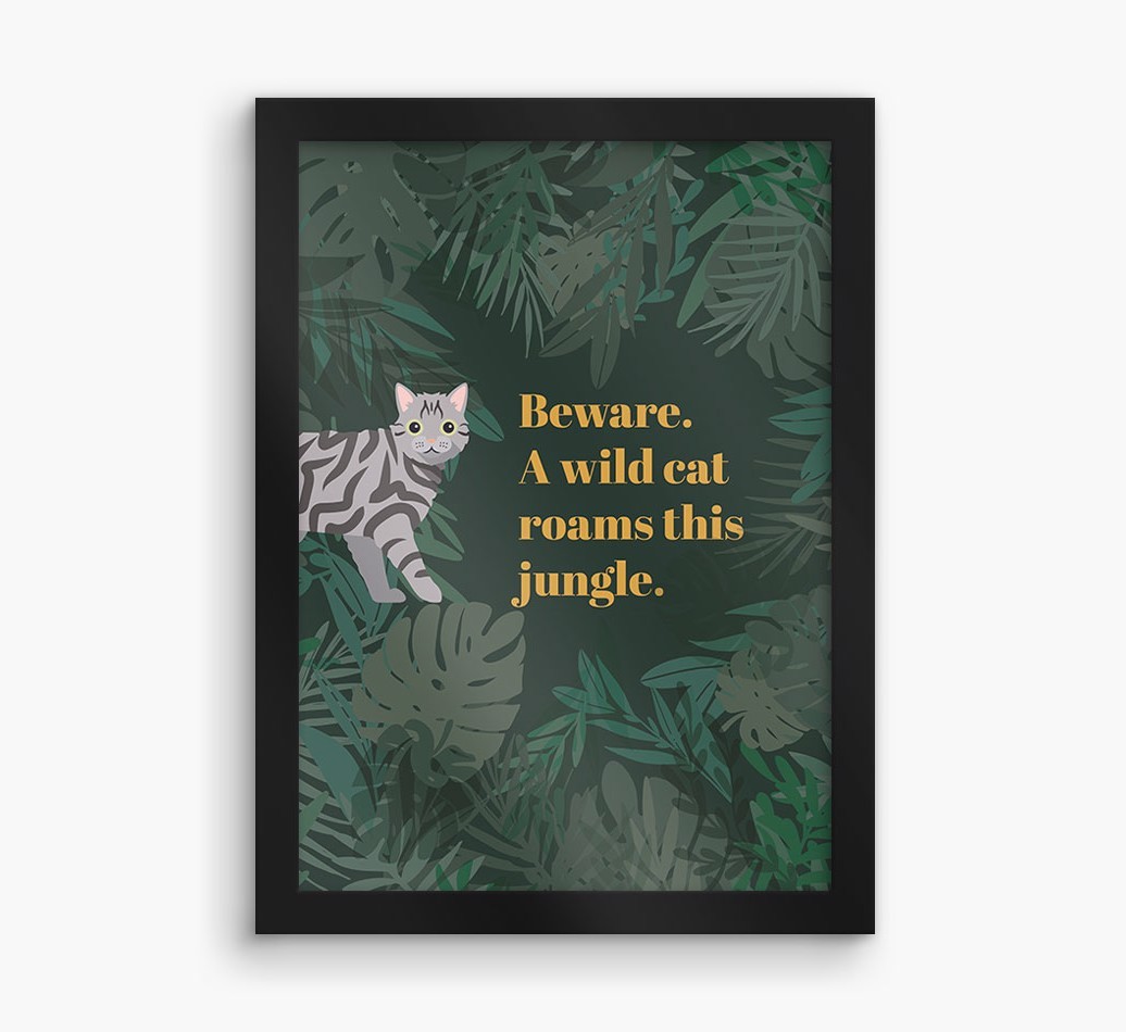 'Wild Cat' - Personalised {breedCommonName} Framed Print