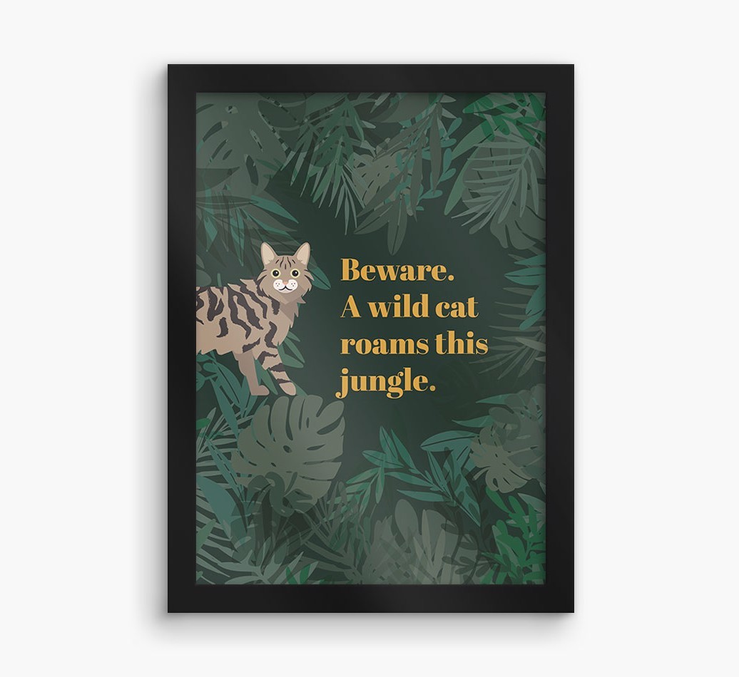 'Wild Cat' - Personalised {breedCommonName} Framed Print