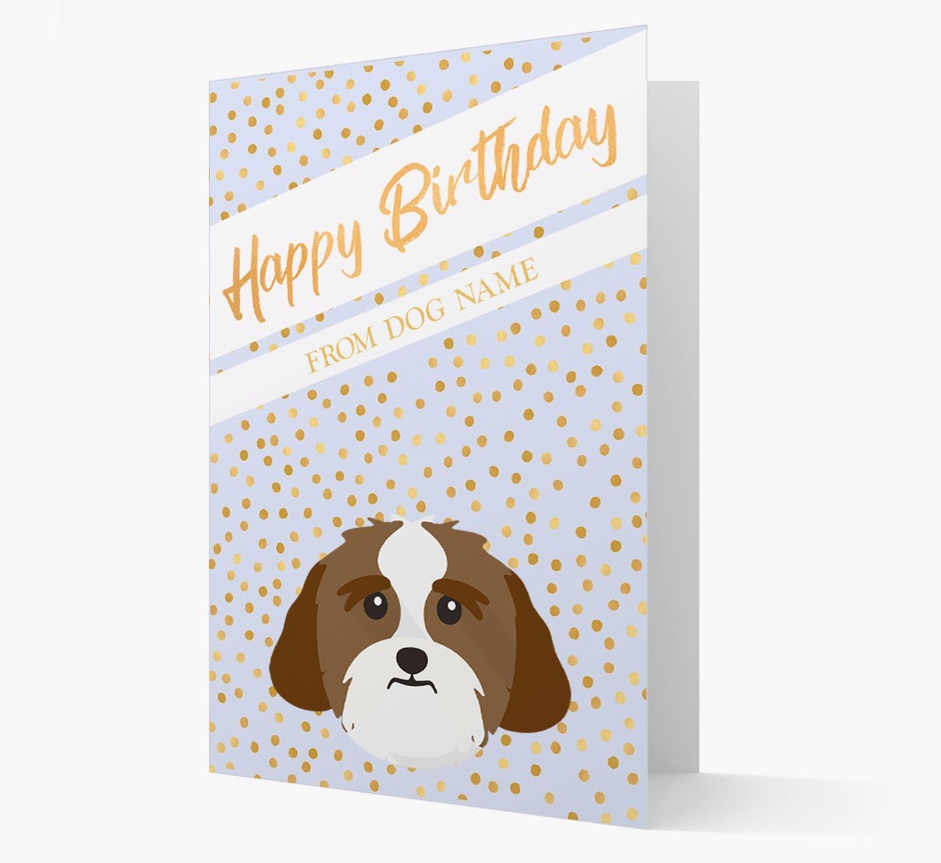 Personalised 'Happy Birthday' Gold Detail {breedFullName} Card