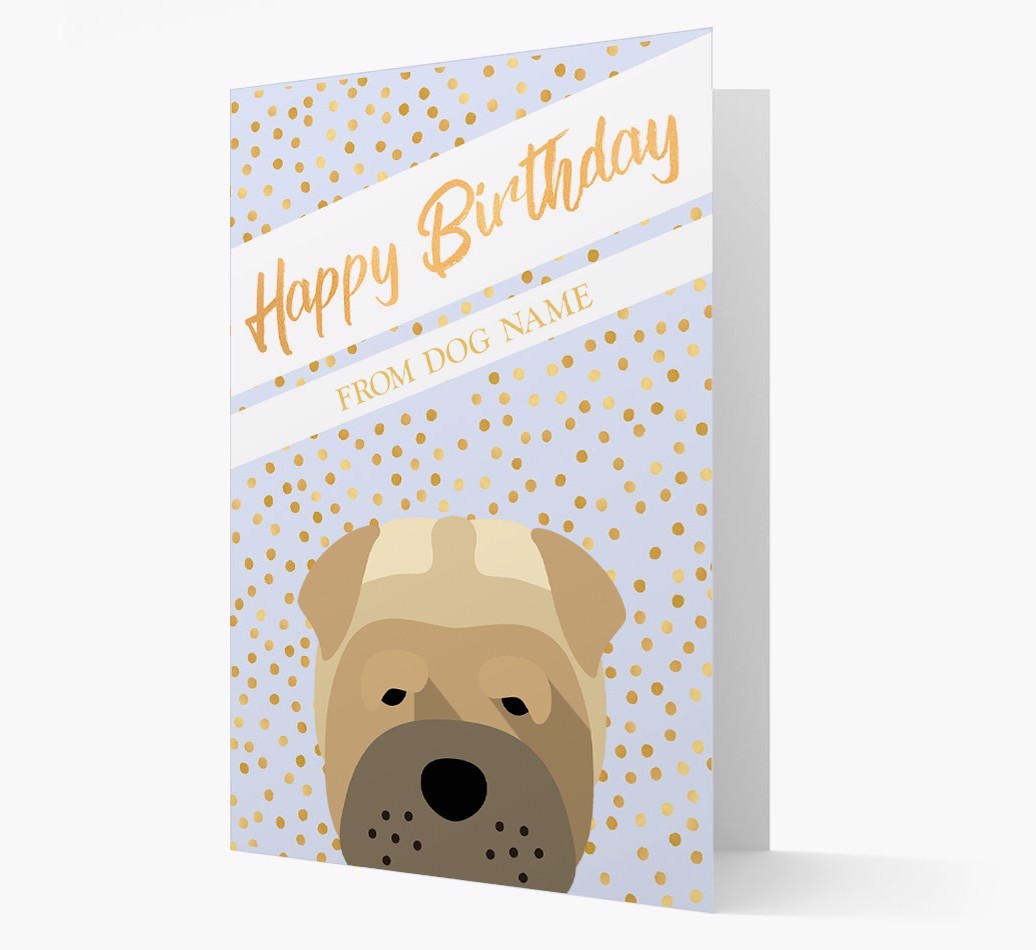 Personalised 'Happy Birthday' Gold Detail {breedFullName} Card