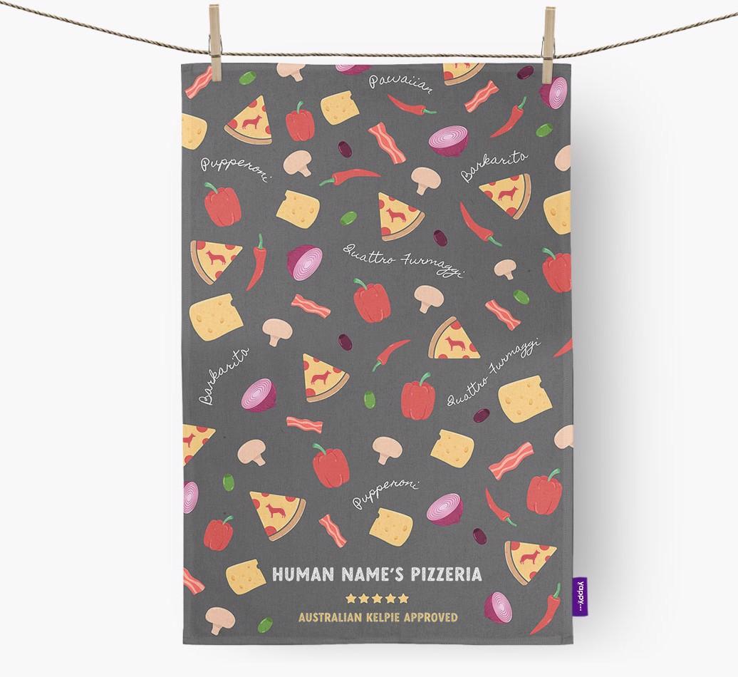 Pizzeria: Personalized {breedFullName} Dish Towel