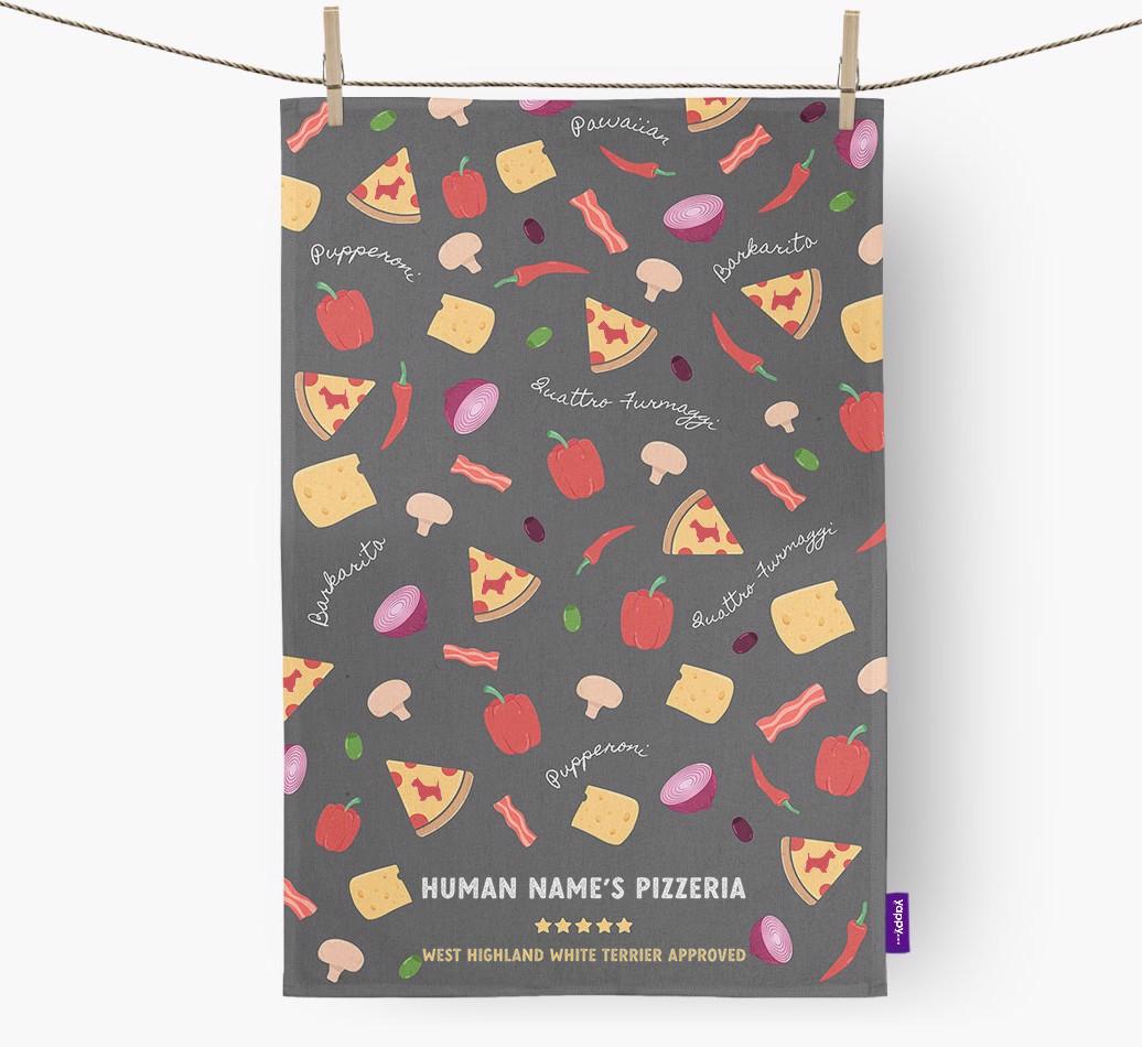 Pizzeria: Personalized {breedFullName} Dish Towel