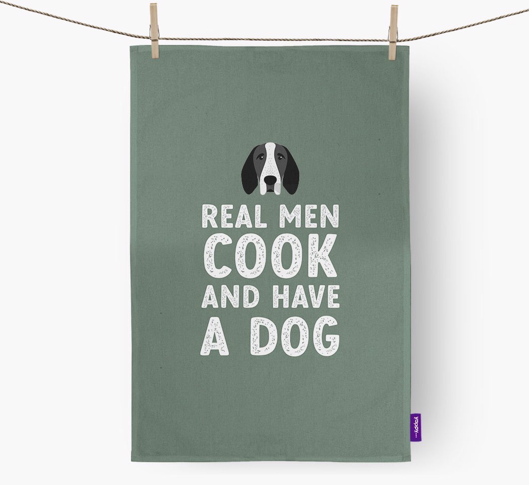Real Men Cook And Have A Dog: Personalised {breedFullName} Tea Towel