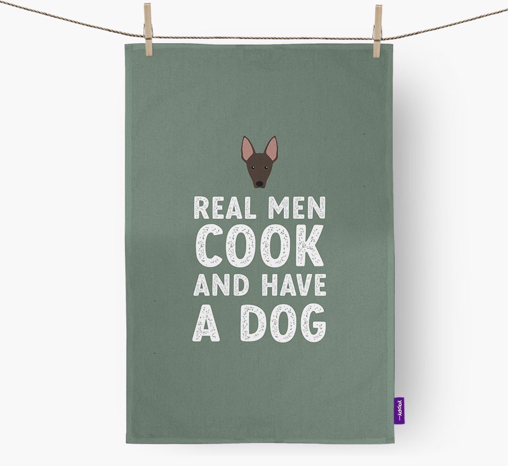 Real Men Cook And Have A Dog: Personalised {breedFullName} Tea Towel
