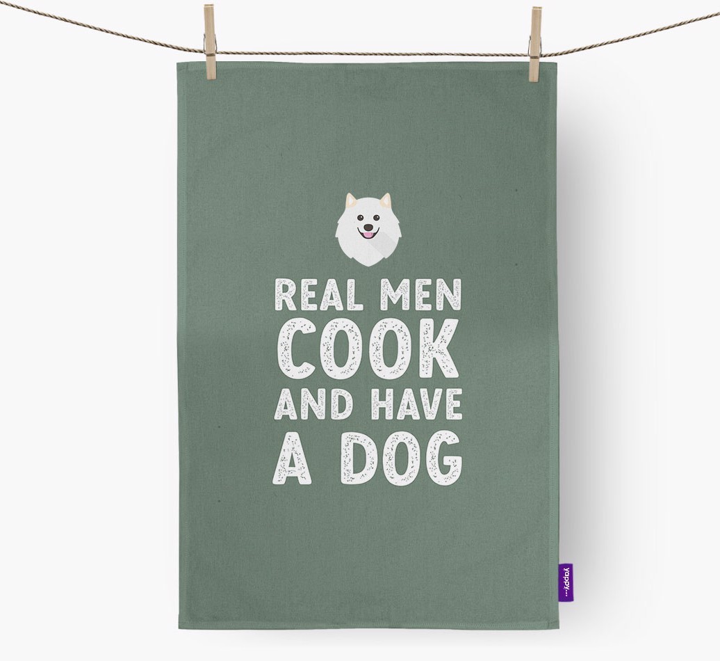 Real Men Cook And Have A Dog: Personalised {breedFullName} Tea Towel