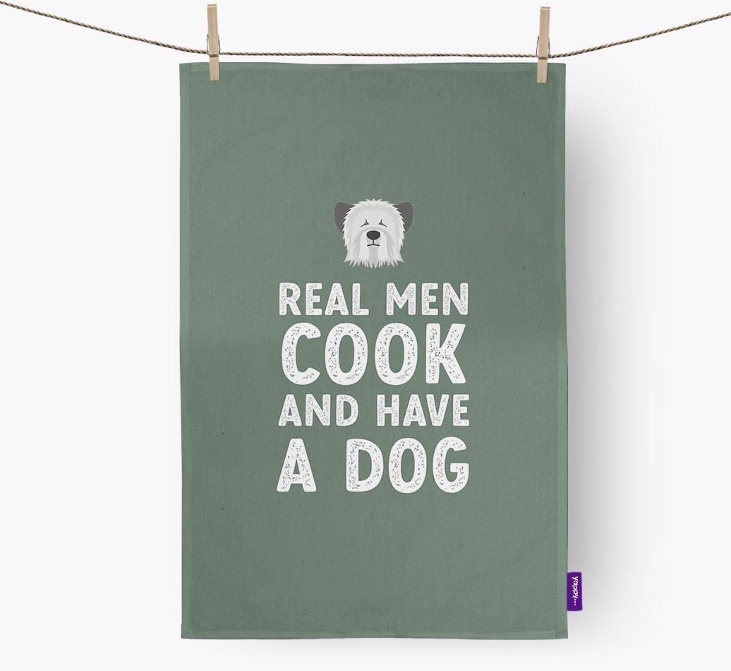 Real Men Cook And Have A Dog: Personalised {breedFullName} Tea Towel