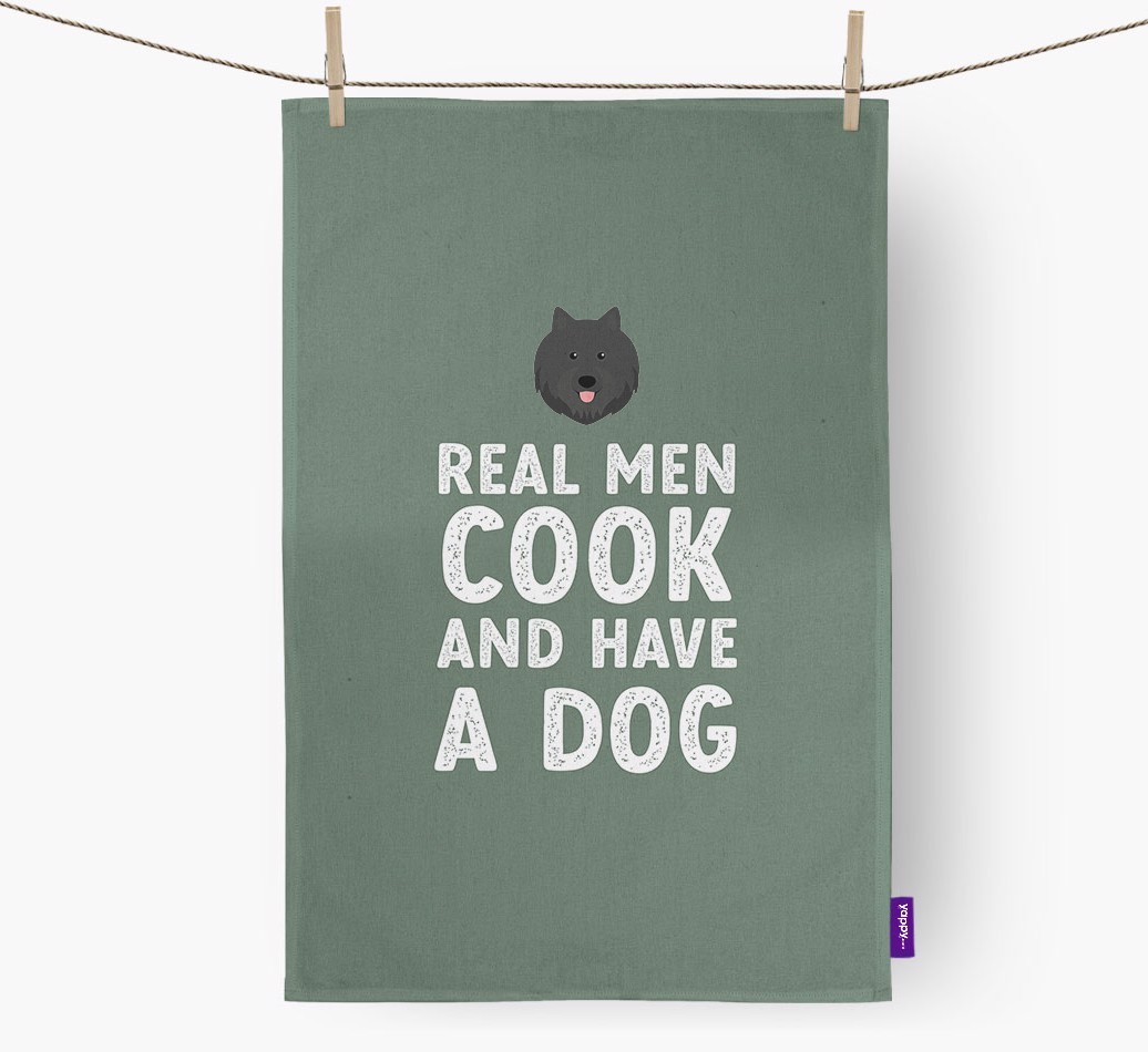 Real Men Cook And Have A Dog: Personalised {breedFullName} Tea Towel