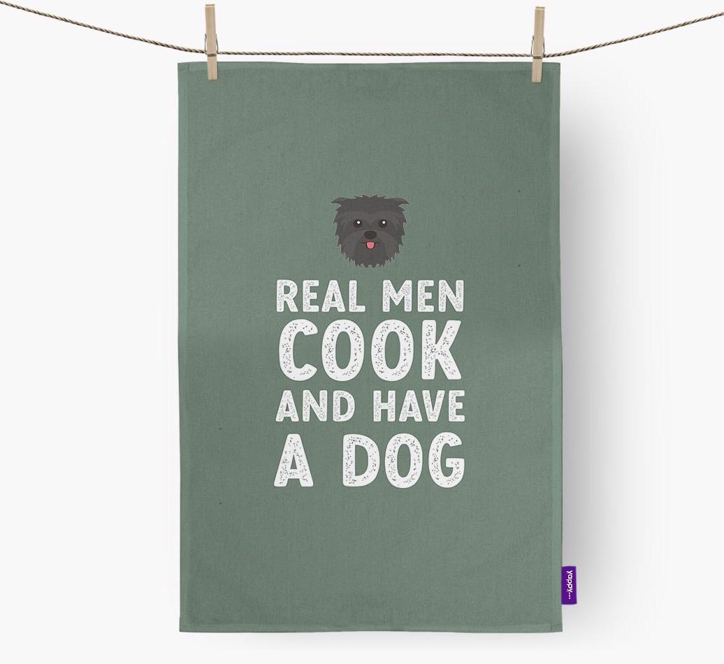 Real Men Cook And Have A Dog: Personalized {breedFullName} Dish Towel