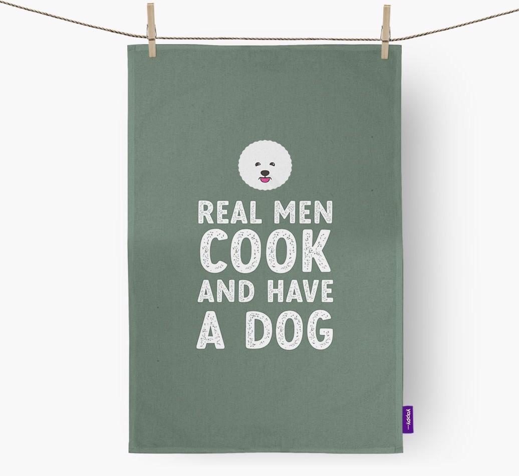 Real Men Cook And Have A Dog: Personalized {breedFullName} Dish Towel