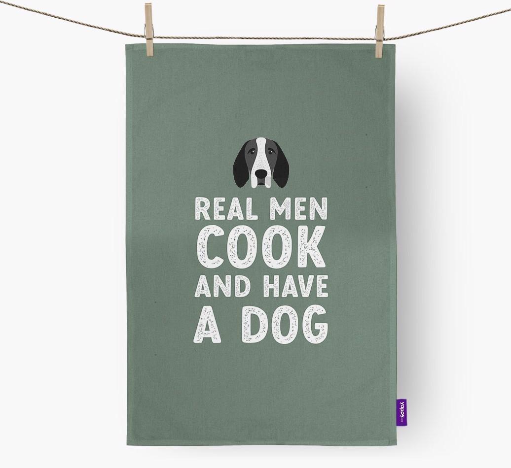 Real Men Cook And Have A Dog: Personalized {breedFullName} Dish Towel