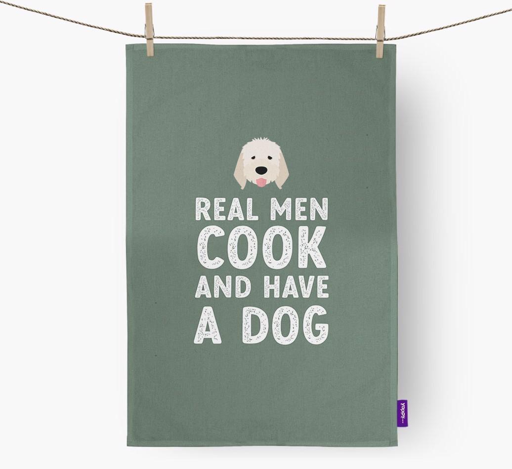 Real Men Cook And Have A Dog: Personalized {breedFullName} Dish Towel