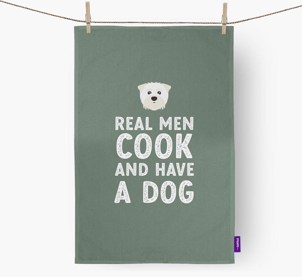 Real Men Cook And Have A Dog: Personalized {breedFullName} Dish Towel