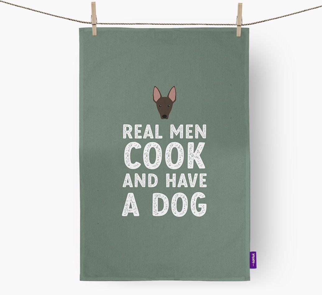 Real Men Cook And Have A Dog: Personalized {breedFullName} Dish Towel
