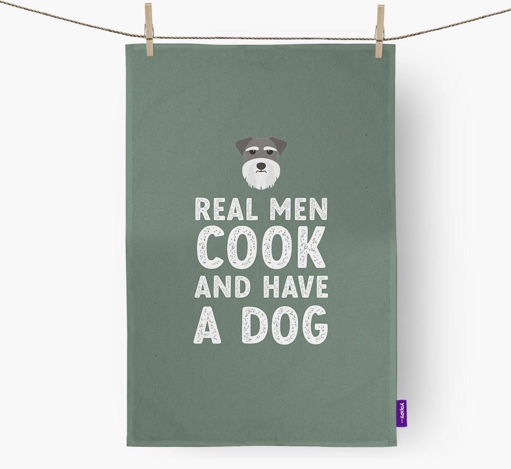 Real Men Cook And Have A Dog: Personalized {breedFullName} Dish Towel