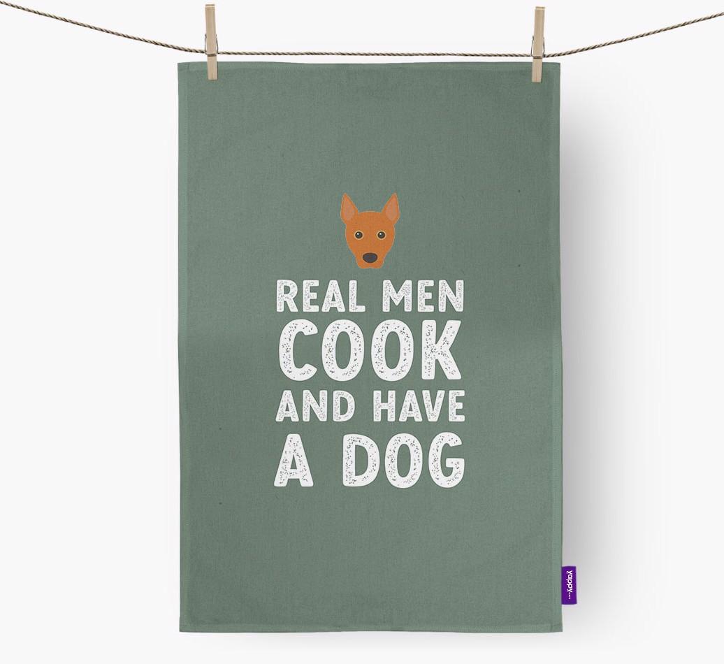 Real Men Cook And Have A Dog: Personalized {breedFullName} Dish Towel