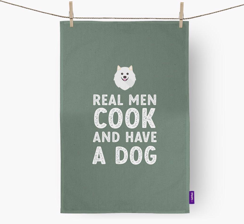 Real Men Cook And Have A Dog: Personalized {breedFullName} Dish Towel