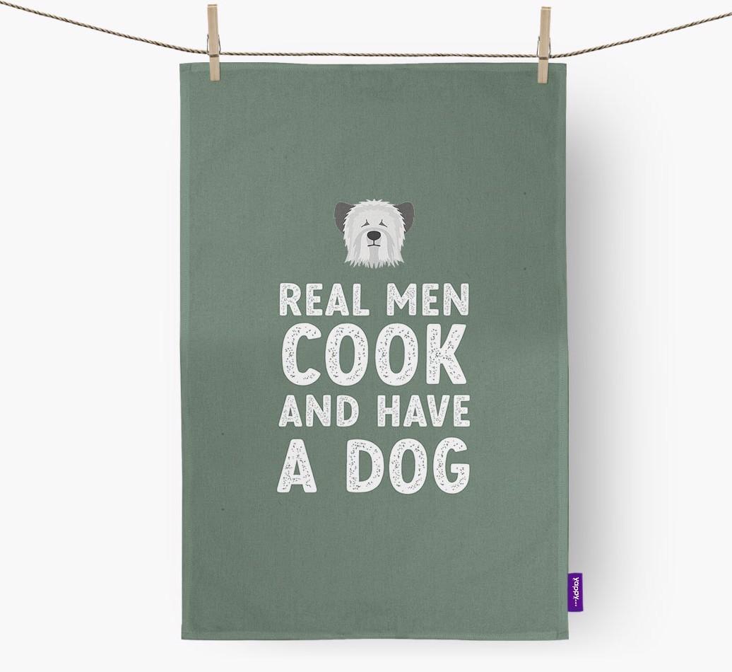 Real Men Cook And Have A Dog: Personalized {breedFullName} Dish Towel