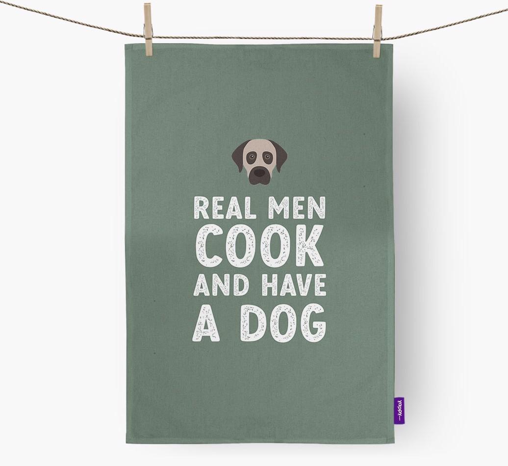 Real Men Cook And Have A Dog: Personalized {breedFullName} Dish Towel