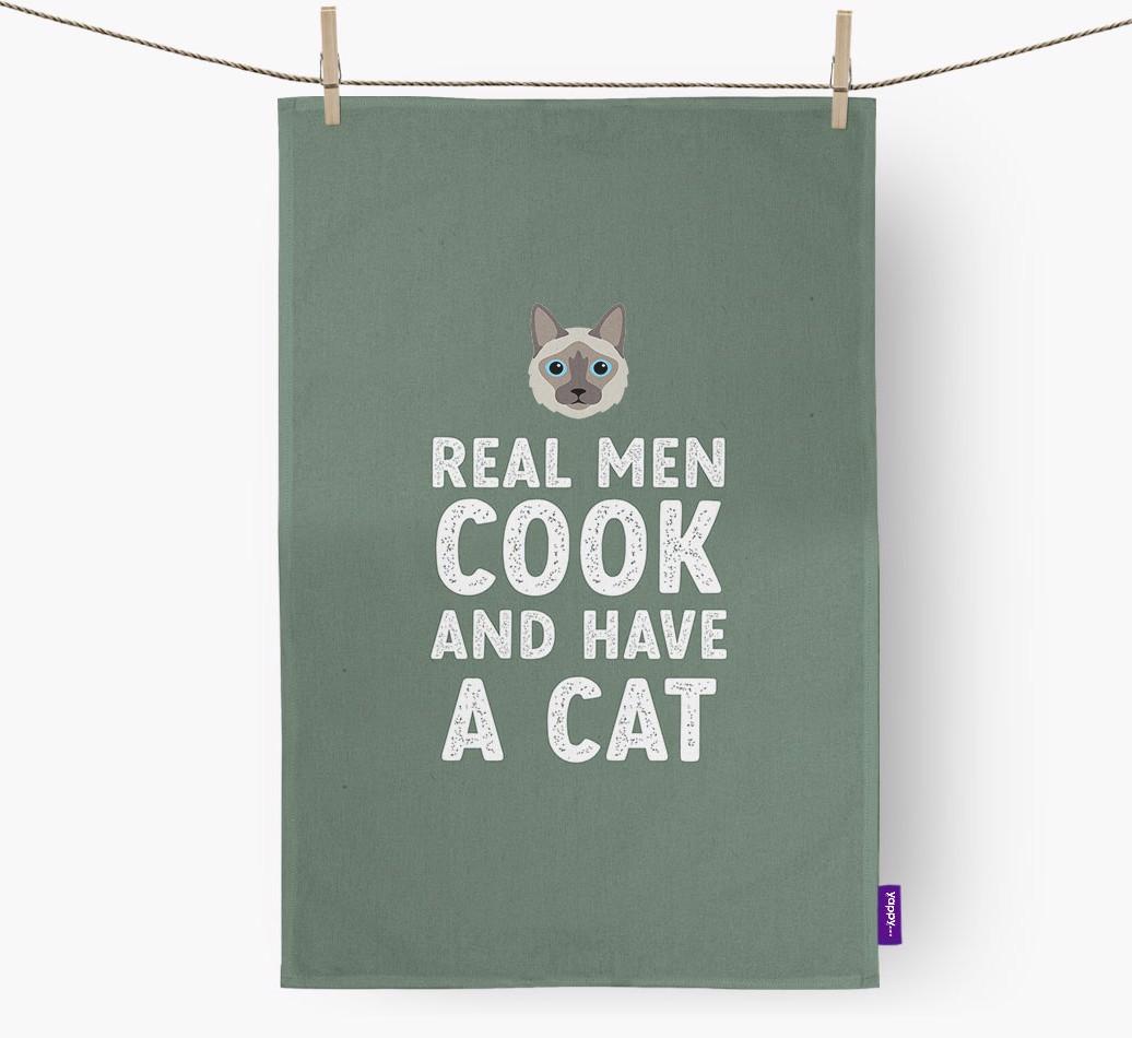 Real Men Cook And Have A Cat: Personalized {breedCommonName} Dish Towel