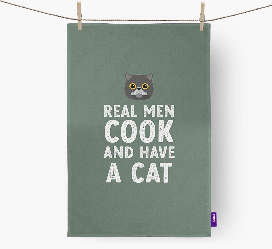 Real Men Cook And Have A Cat: Personalized {breedCommonName} Dish Towel