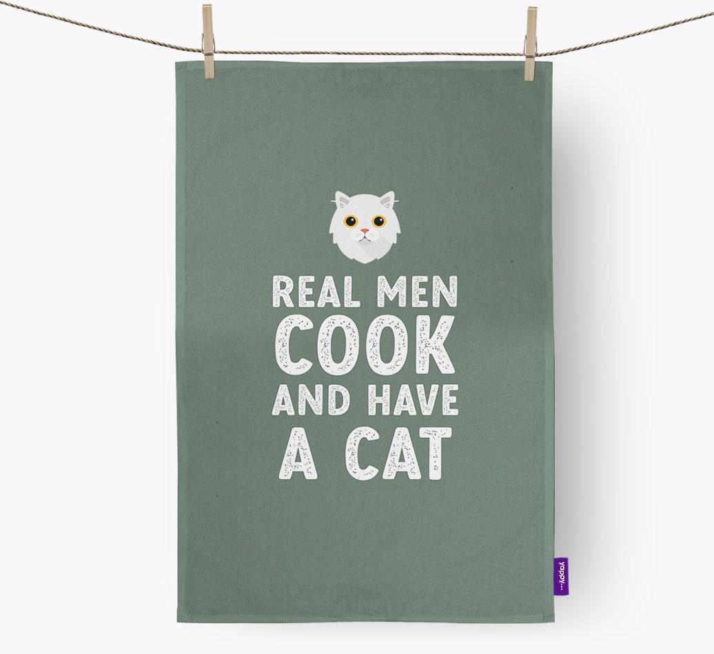 Real Men Cook And Have A Cat: Personalized {breedCommonName} Dish Towel