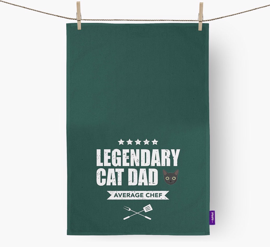Legendary Cat Dad: Personalised {breedCommonName} Tea Towel