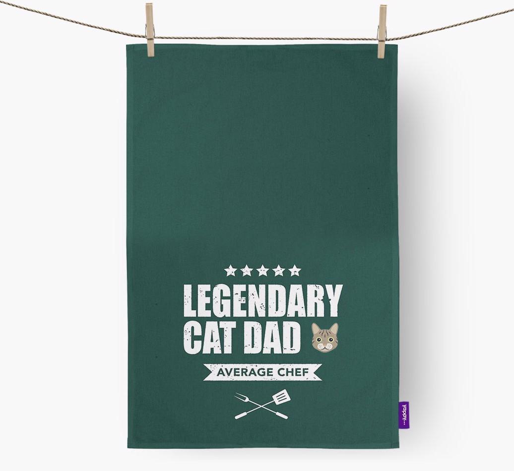Legendary Cat Dad: Personalised {breedCommonName} Tea Towel