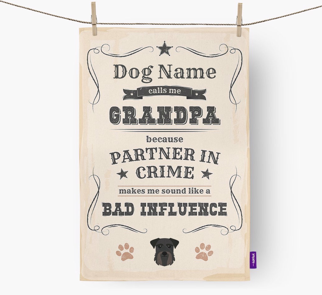 Bad Influence Grandpa: Personalised {breedFullName} Tea Towel